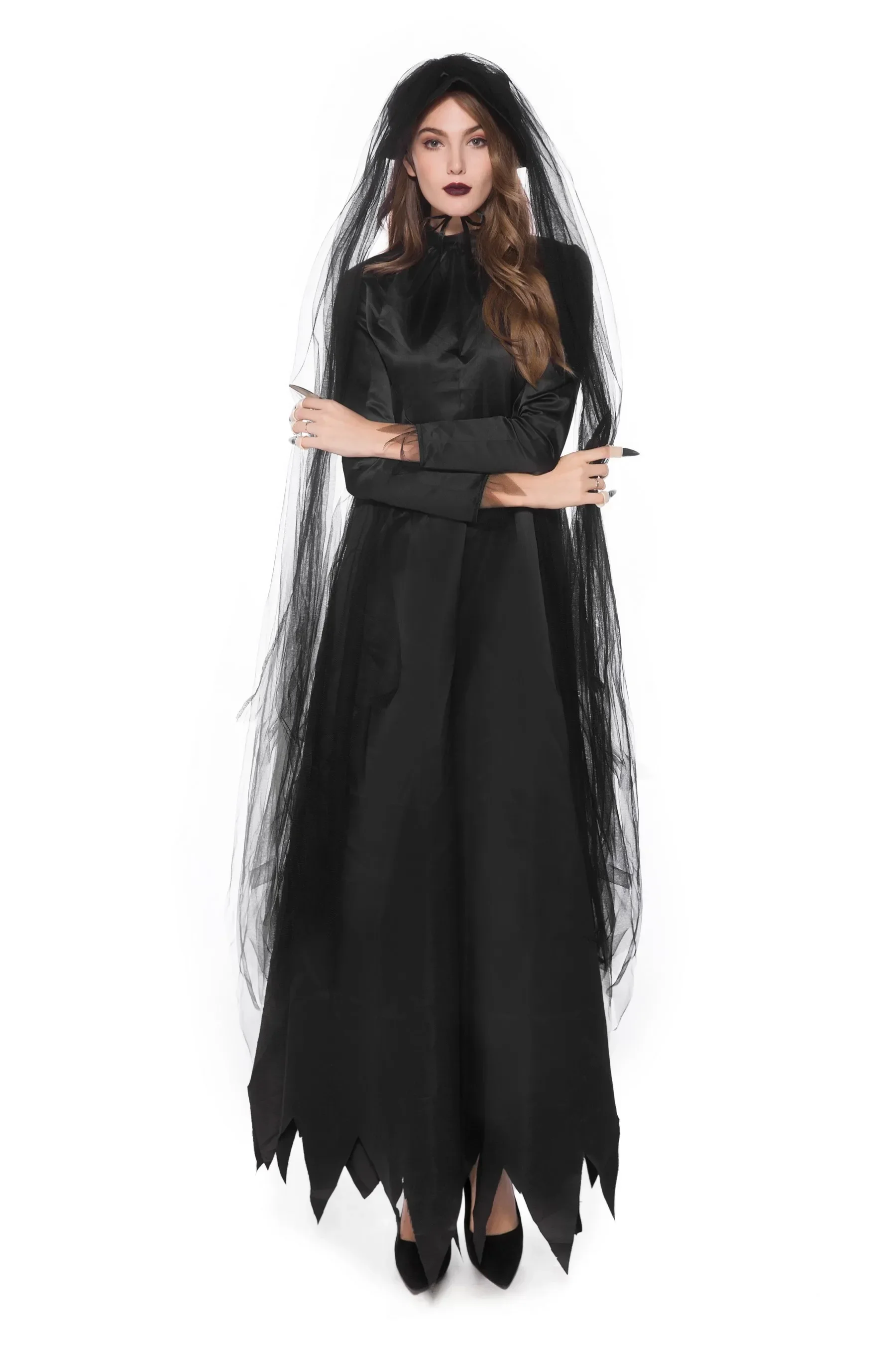 Nuovo Halloween Fantasmi morti per adulti Vestito da strega Demone Vampiro Costume Abito scuro Diavolo Fantasma Sposa Costumi Abiti spaventosi