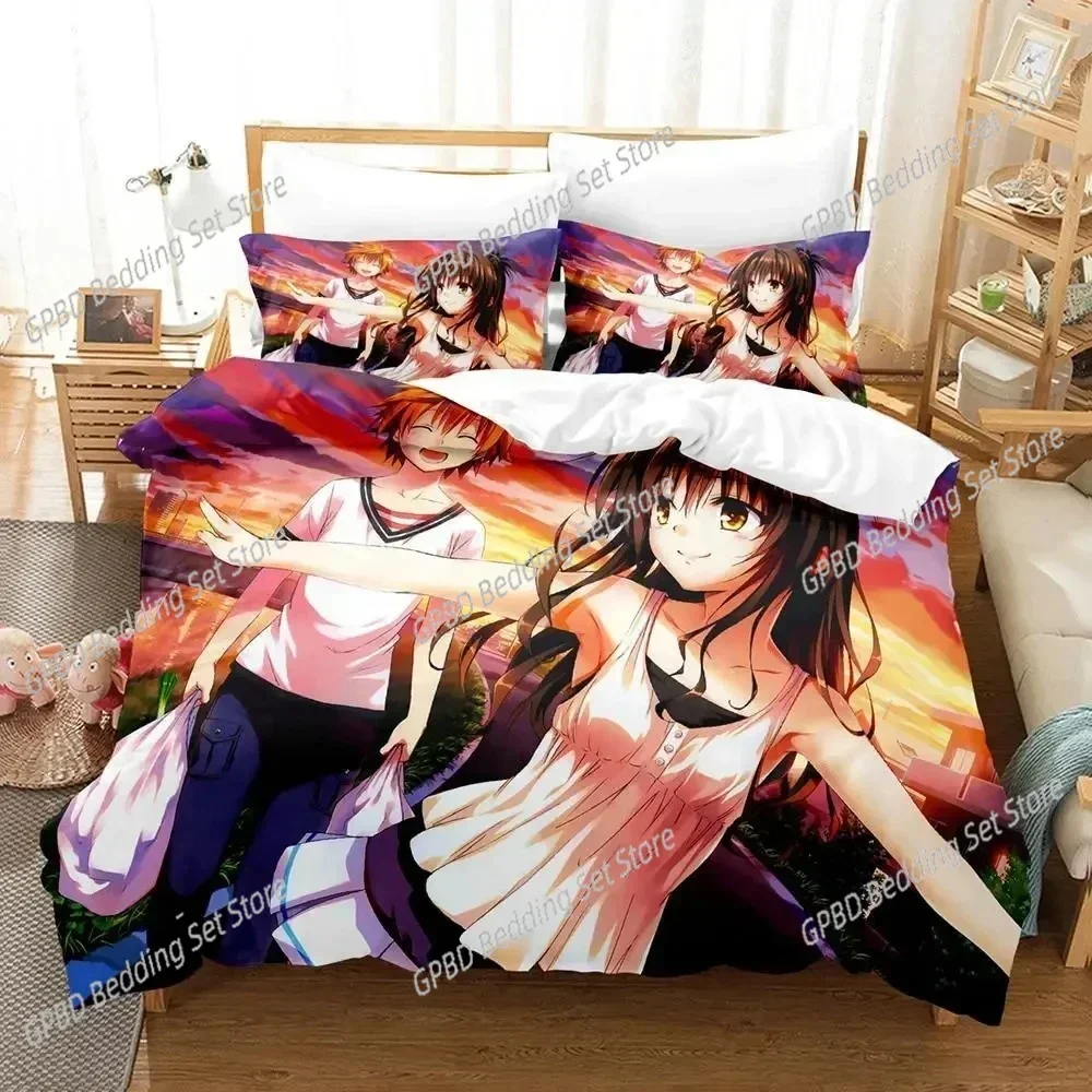 

Luxury New 3D Print Anime Yami To LOVE-Ru Bedding Set Duvet Cover Bed Set Quilt Cover Pillowcase king Queen Size Boys Adult