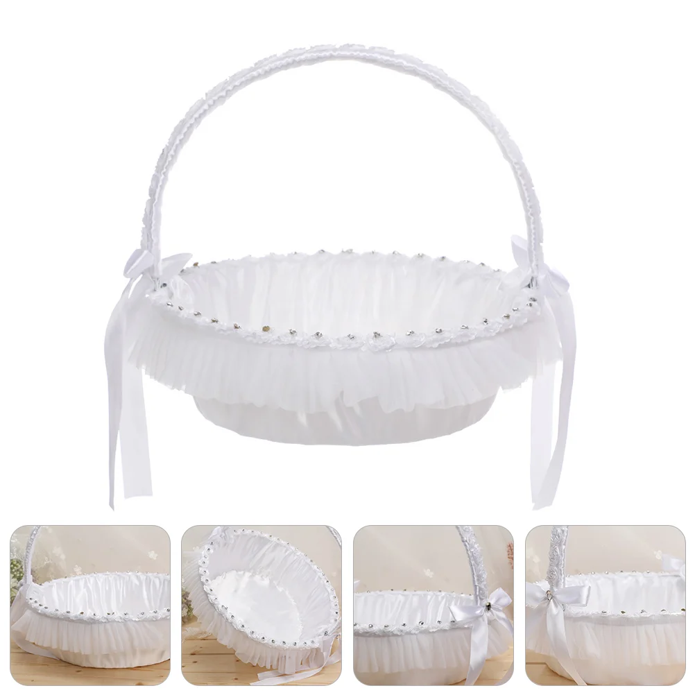 

Girl Petal Basket Lace Flower Ornaments for Kids Children Baskets Children's Wedding Decorations