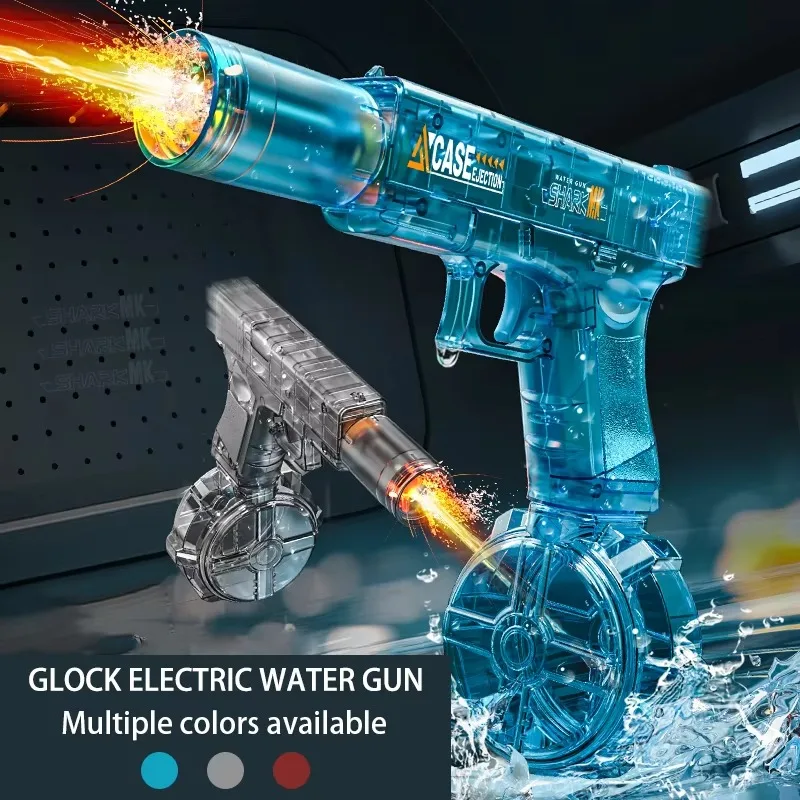 Portable Children Electric Wate Gun with Light and Sound Effects Automatic Continuous Squirt Gun Summer Outdoor Toys for Kids