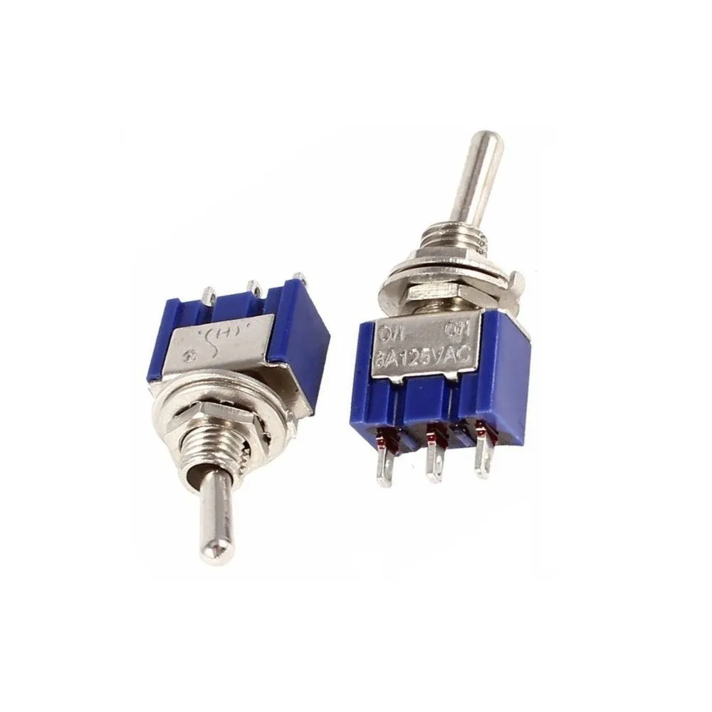 10pcs SPDT On-On 3-Pin For Toggle Switch MTS-102 6A 125VAC 3A 250VAC For Mini Rocker Switch for Electronic Projects
