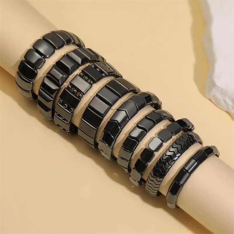 Men's Bracelet Natural Stone Hematite Arrow Bead Beaded Bracelet for Vigour Protection Strength Confidence & Grounding Jewelry