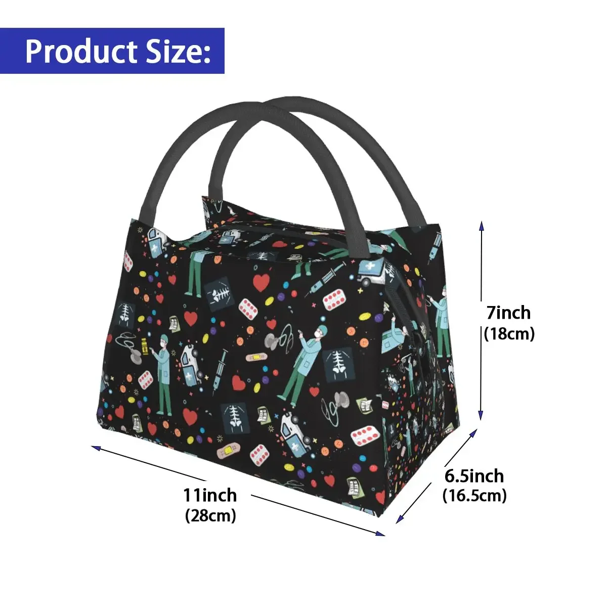 NOISYDESIGNS Ladies Cooler Isolated Bag Outdoor Picnic Waterproof Insulated Lunch Bags Nurse Doctor Print Cooler  Box for Women