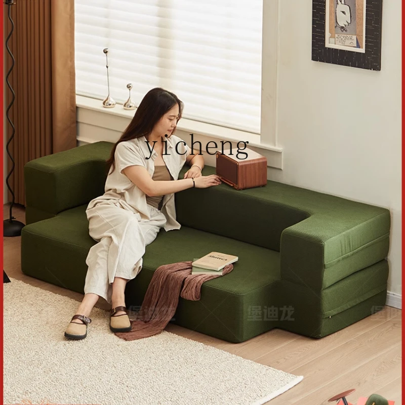 

ZC retro sofa bed folding dual-purpose sofa sitting and sleeping double triple-purpose removable and washable fabric sofa