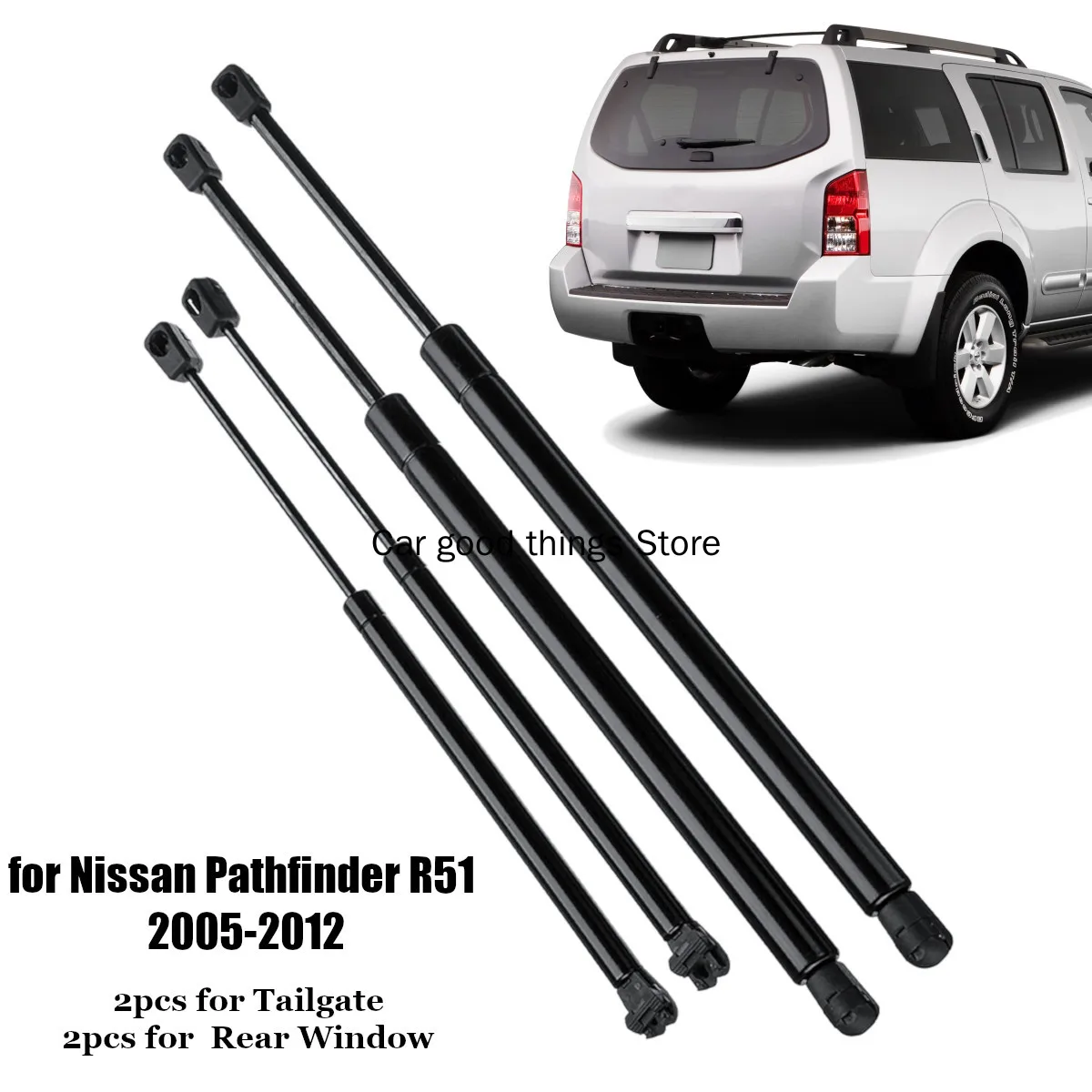 4X Rear Window Tailgate Boot Gas Spring Struts Strut  Support Rod Arm Bars For Nissan Pathfinder R51 2005 2006 2007 2008 - 2012