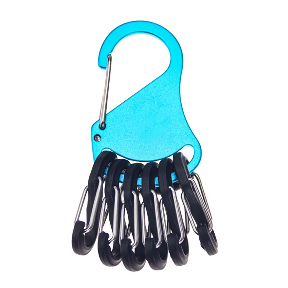 HDIRXG Aluminiumlegering Chem Light Holders Karabijnhaak Clip Met 6 S-Biners Glow Sticks Sleutelopberggesp voor Buiten Kamperen