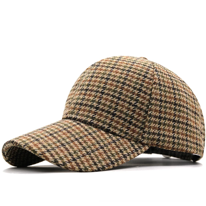 Brown Houndstooth Baseball Caps For Men Summer British Style Plaid Women Cap Brand Bone Trucker Hat Casquette Homme