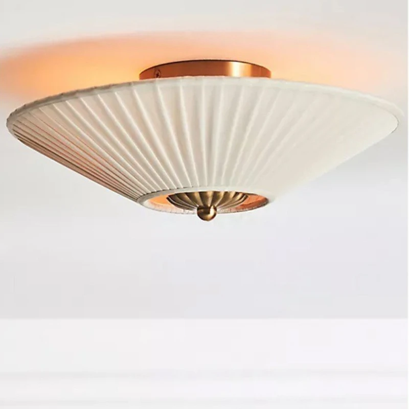 Japanese Wabi Sabi LED Home Ceiling Lights Pleated Textile Crafts Hanging Lamps Parlor Bedroom Indoor Adorn Suspension Luminaire