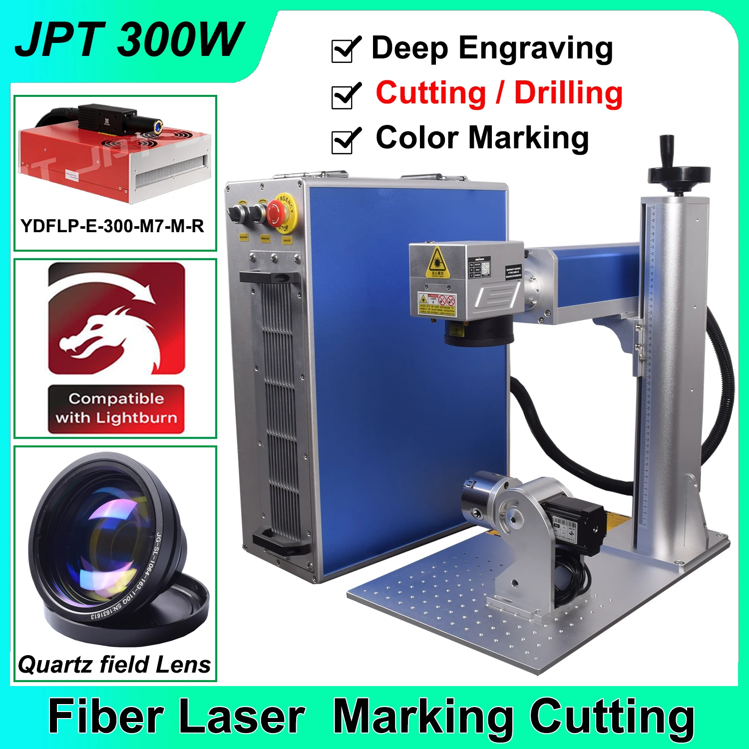 300W JPT Mopa Fiber Laser Marking Machine for Metal Cutting Welding Drilling Fiber Laser Deep Engraving Machine for Jewelry