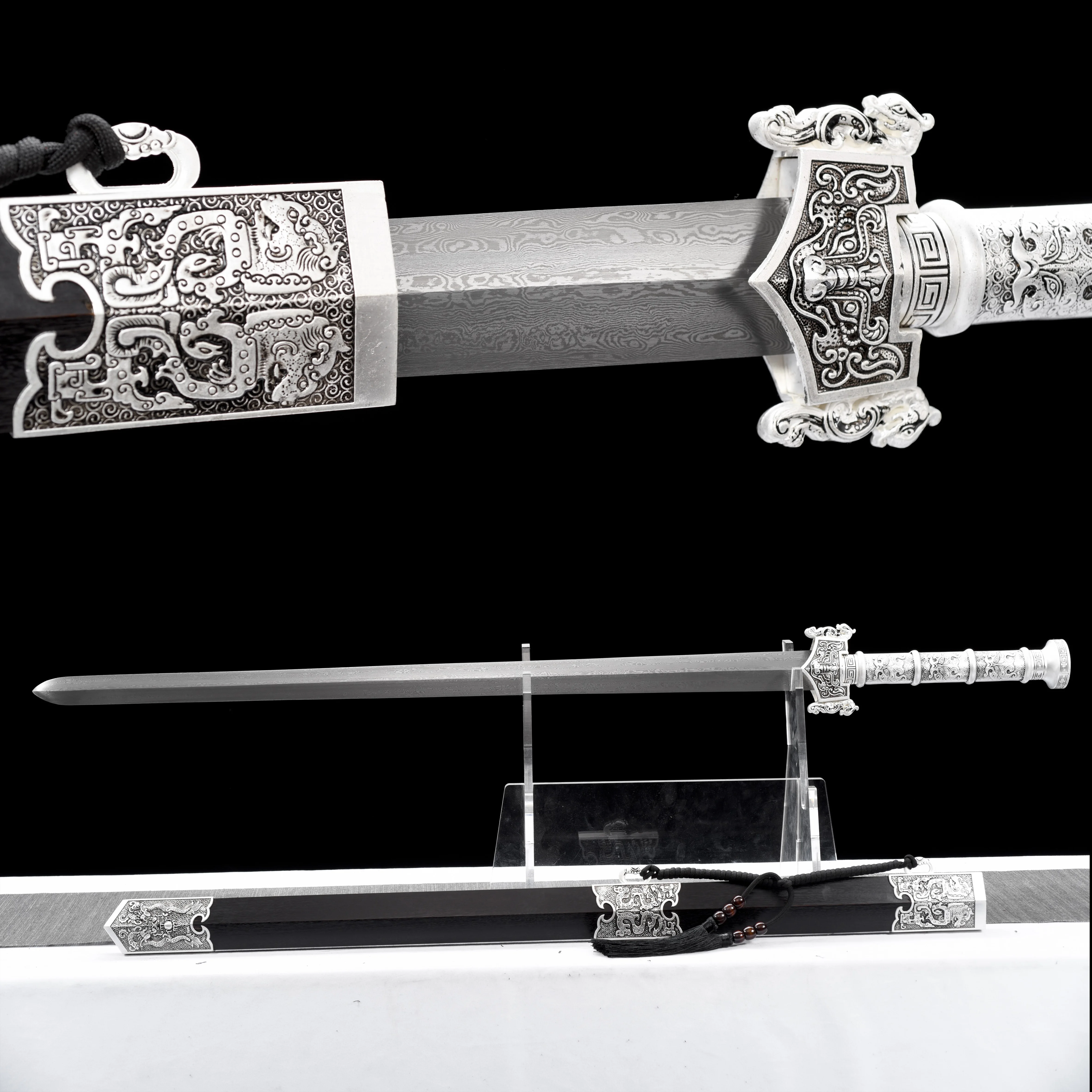 105cm Medieval Killer sword Damascus steel battle sword True sword True pattern steel sharp fighting weapon Samurai sword katana