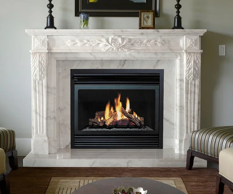 Freestanding Decorative Indoor Carrara Marble Mantel Antique French Fireplace