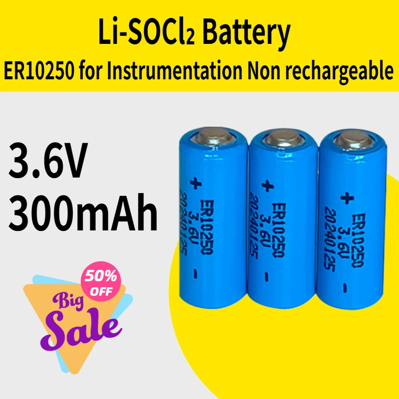 

ER10250 3.6V Li-SOCl₂ Battery 300mAh Suitable for Instrumentation Non Rechargeable