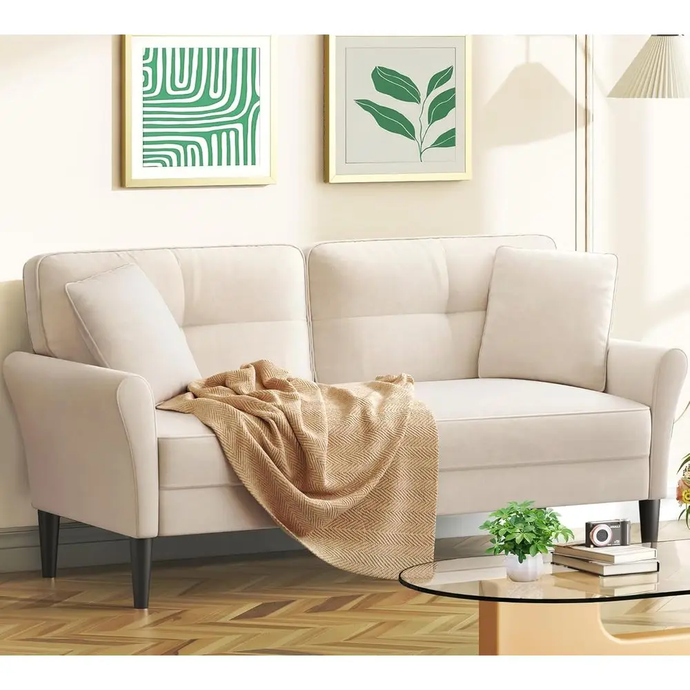 

Диван-софа 69 дюймов, велюровый, для небольших помещений, с 2 подушками, сборка без инструментов, нагрузка до 317 кг