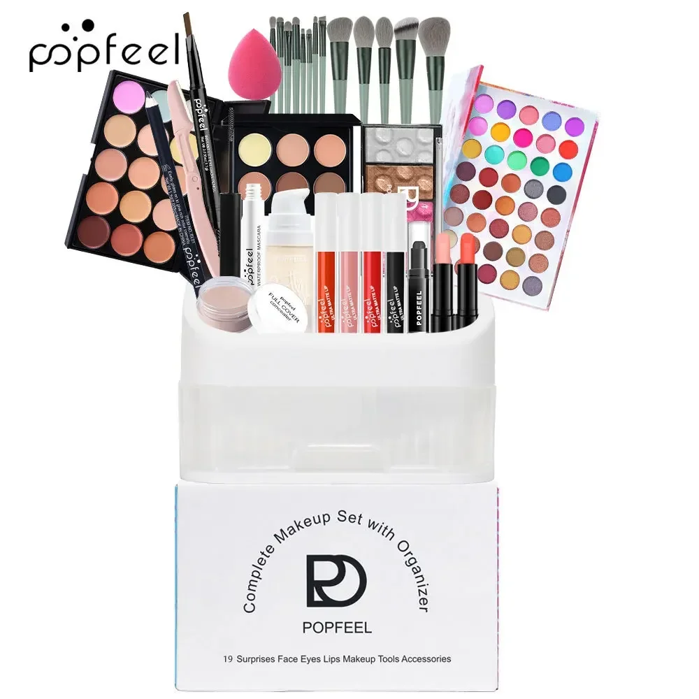 Best-Selling Popfeel Makeup Kit Full Set All in One Lipstick lip Gloss Mascara Concealer Brush Luxe Sets Gifts Women Cosmetics