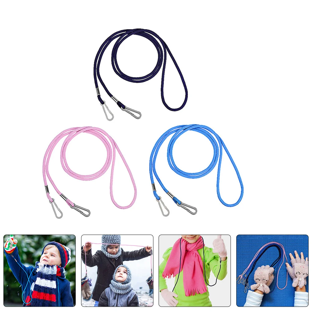

3pcs Ski Glove Rope Mitten Clips For Portable Neck Hanging Strap Winter Gloves Holder Anti-Lost Lanyard Durable Nylon Glove