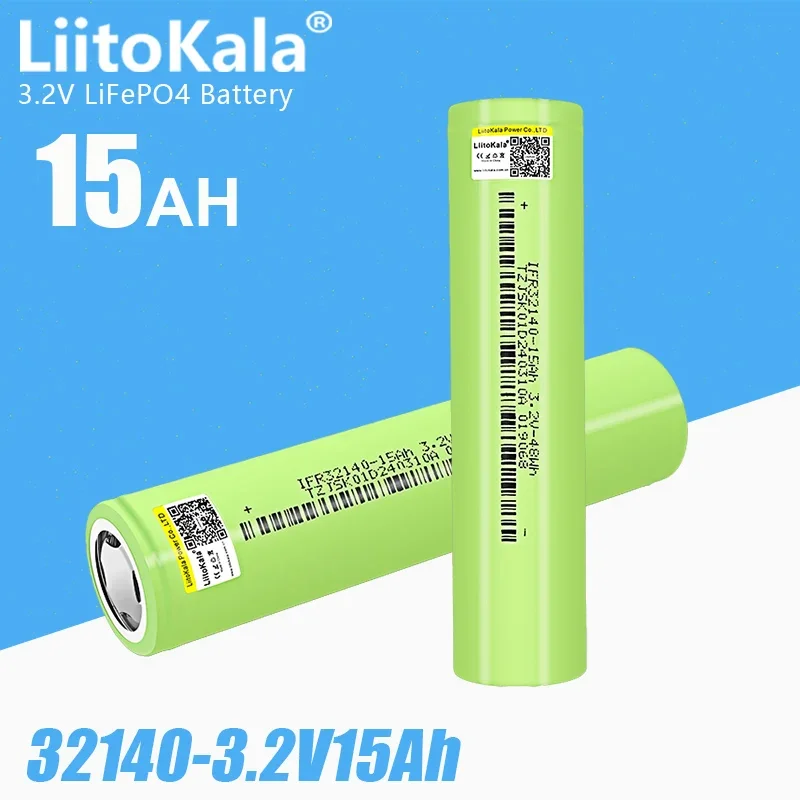 2pcs LiitoKala 32140 3.2V 15Ah Lifepo4 Battery 15000mAh Diy 12v 24v Electric Bicycle/scooter Solar Lights E-bike Battery Pack