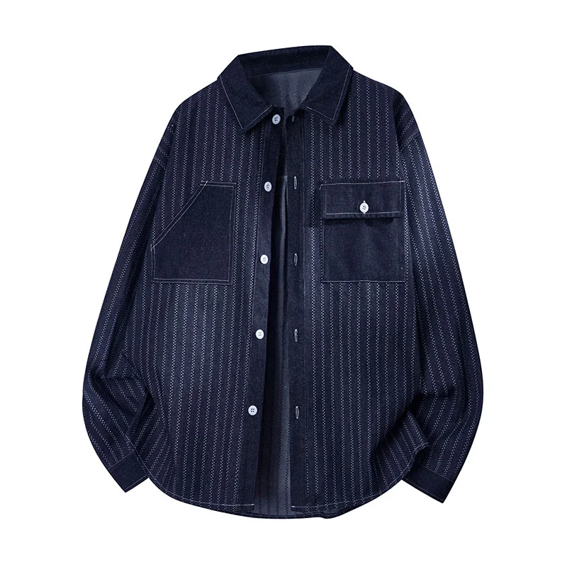 Button long-sleeved cardigan lapel denim shirt jacket trendy top