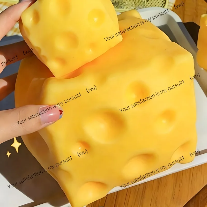 Giant cheese squeeze toy, oversized cheese soft toy, slow bouncing and shaping