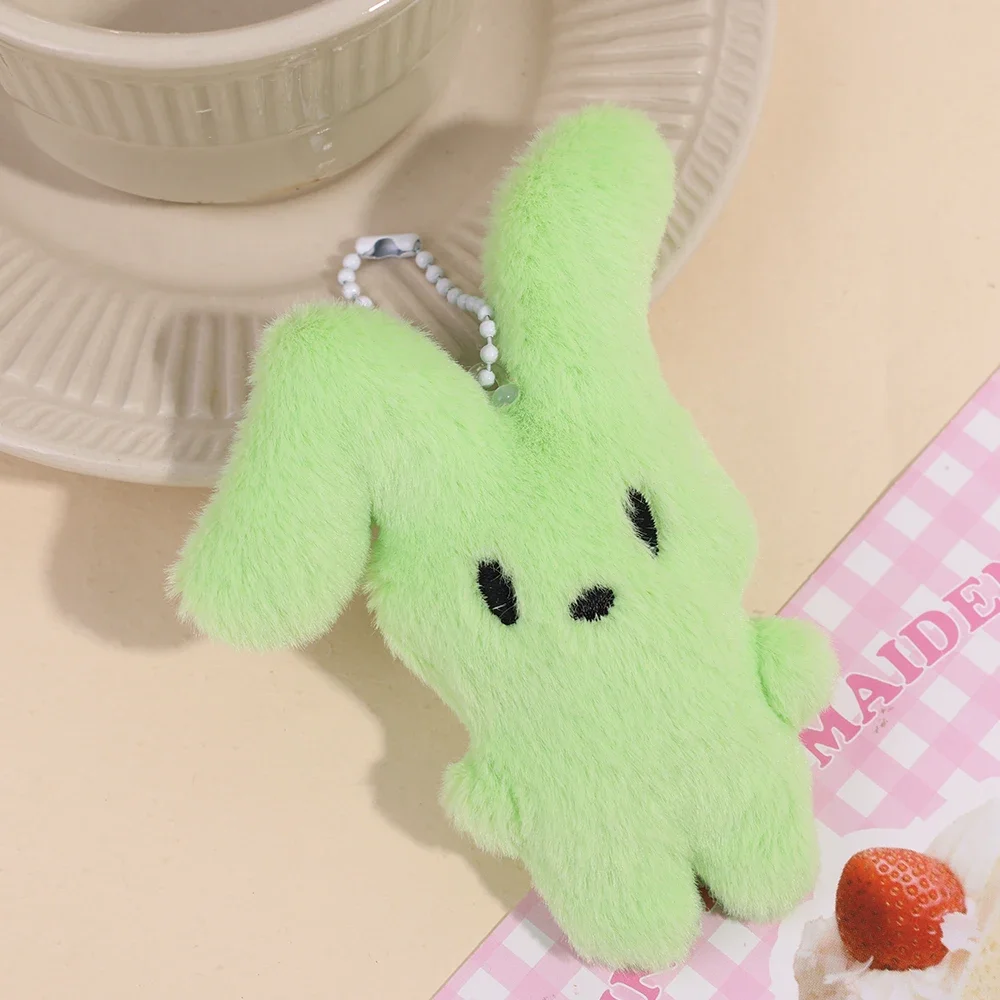 Kawaii Plüsch Cartoon Schlüsselanhänger Neue süße grüne rosa Plüsch weiche Kaninchen Puppe Schlüssel Ketten lustige schöne Tiere Rucksack Tasche Anhänger