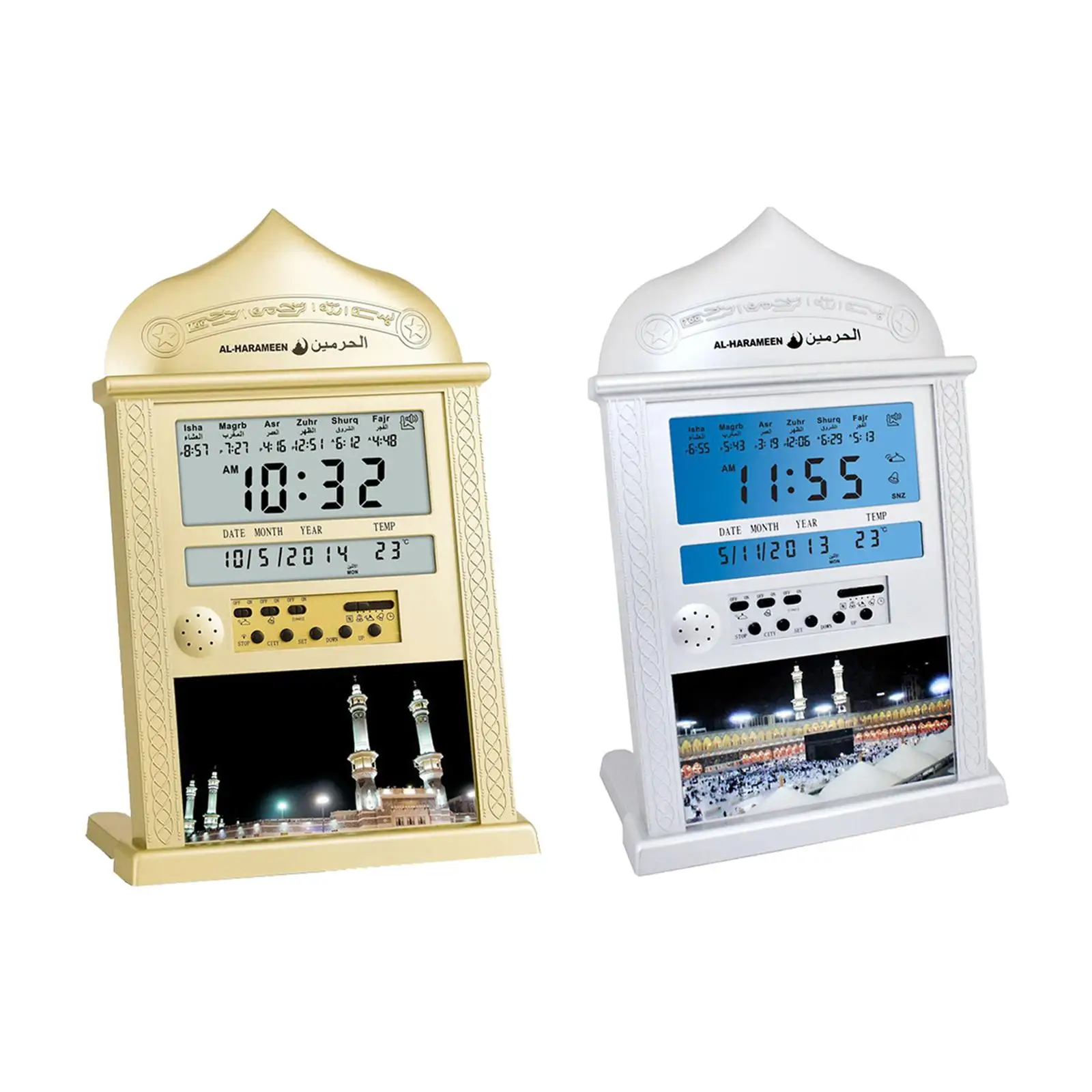 Islamic Digital Wall Clock Temperaure Date Mosque Pray Muslim Azan Table Clock