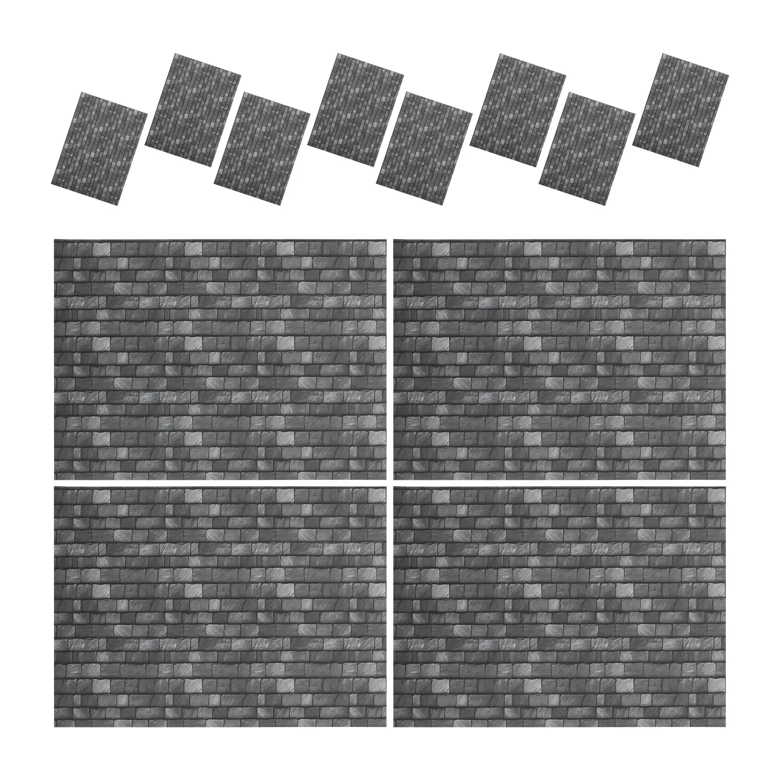 

12Pcs Dollhouse Wallpaper Brick Wall Pattern Self Adhesive Miniature Flooring Sheets Vintage Peel Stick DIY Mini House Floor