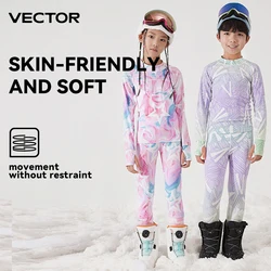 VECTOR Kinder Ultra Soft Winter Quick Dry Base Layering Set Mikrofaser Fleece Thermounterwäsche Lange Unterhosen Set Kleidung