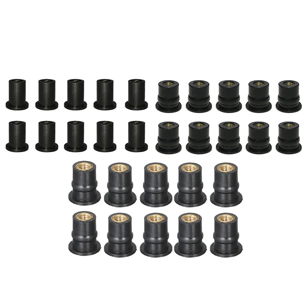 

Wear Resistant Neoprene Water Well Nut Collection 30pcs For Securing Motorbike Windshields With Brass Fixtures