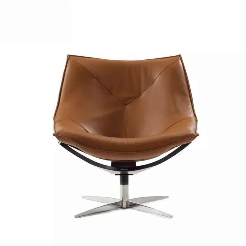 Nordic light luxury designer single sofa chair is a leather living room home Rochburg rotating armrest recliner