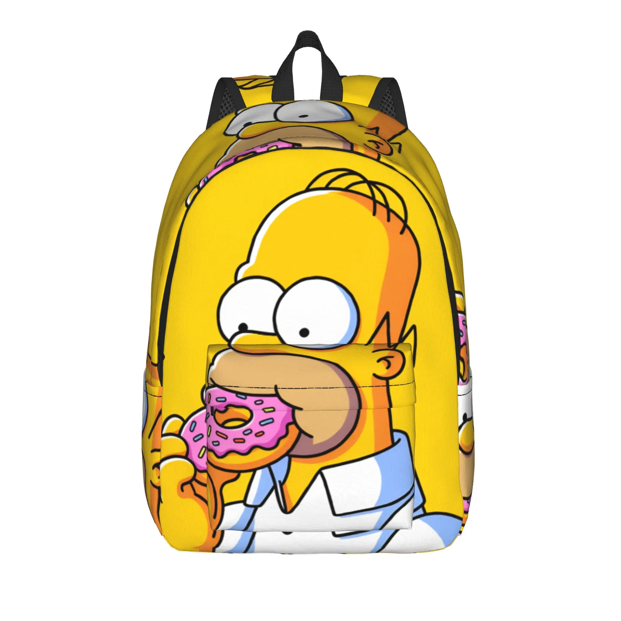 S-Simpsons Homer Eating Donut Backpack Women Men Lightweight Backpacks Polyester Aesthetic High School Bags Workout Rucksack