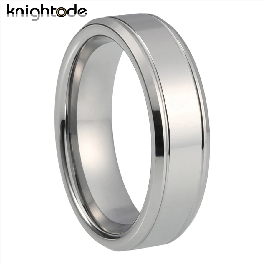 8mm 6mm High Quality Tungsten Carbide Wedding Band For Men Women Lovers Rings Beveled Stepped Edges Polished Shiny Comfort Fit