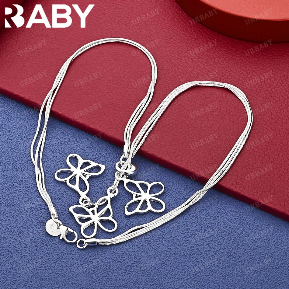 

URBABY 925 Sterling Silver 48cm Butterfly Tassel Necklace Charm Trend Birthday Gifts Fashion Party Fine Jewelry