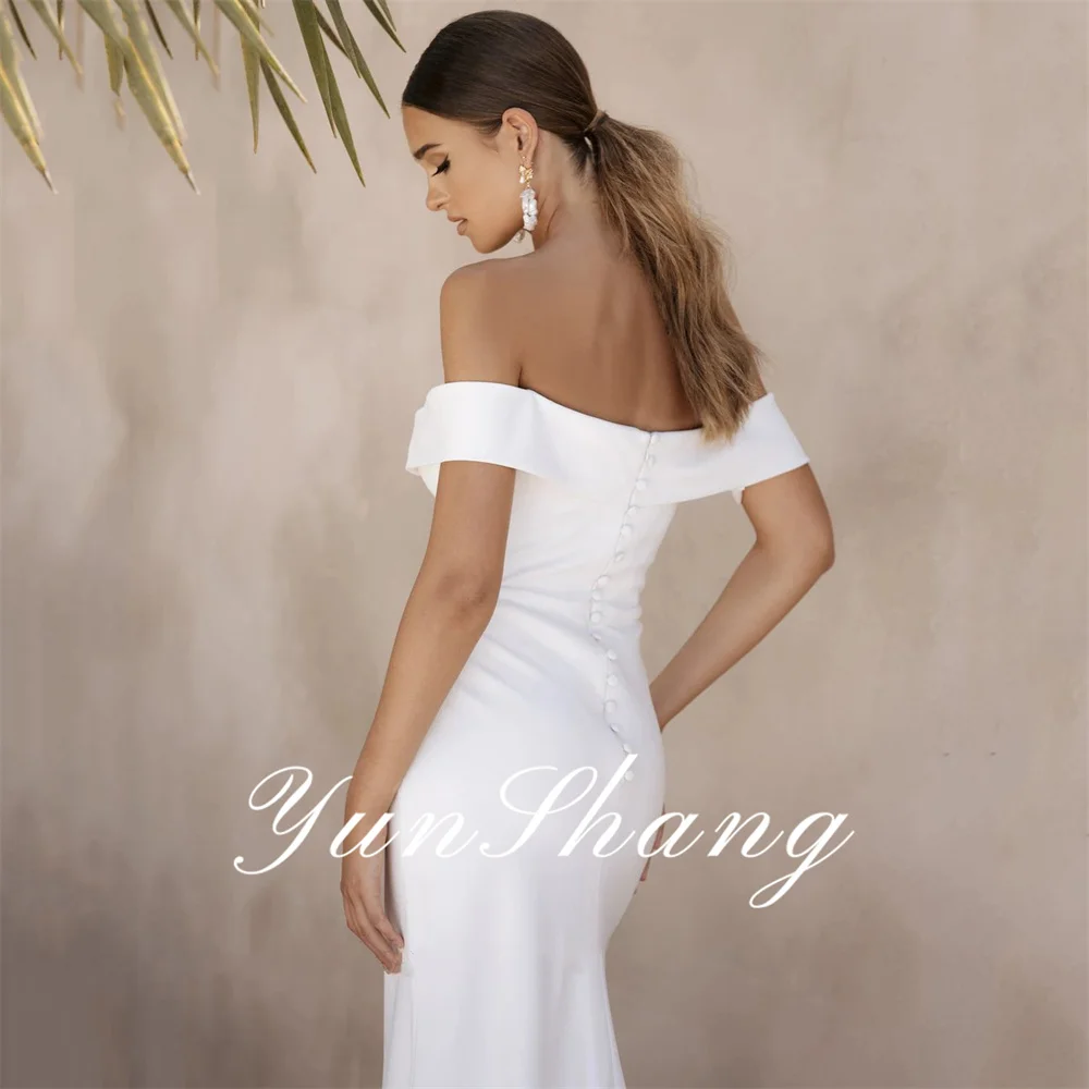 Yunshang Elegant Mermaid Wedding Dress 2024 Off The Shoulder Strapless Pleat Open Back Bridal Gown Sweep Train Vestidos De Novia