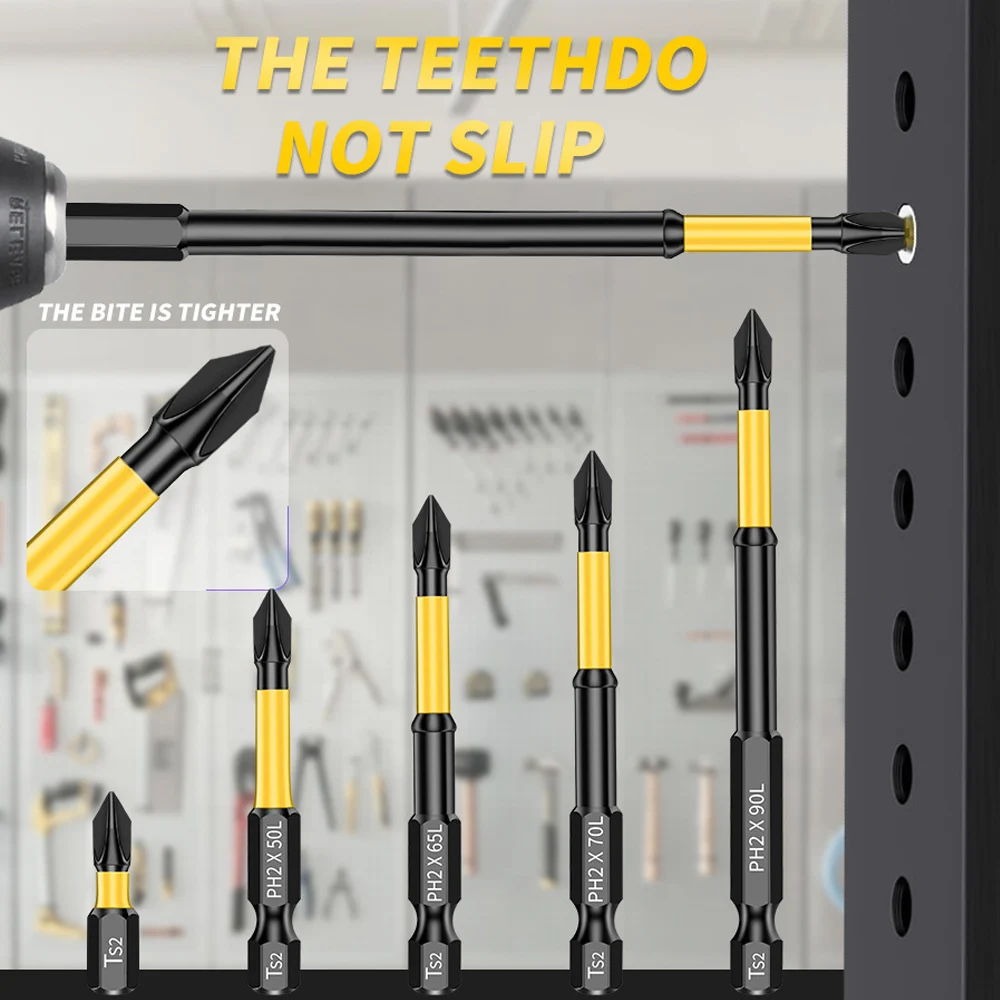 1/6/12 Pcs Magnetic Screwdriver Bits Non-slip Shockproof Phillips Impact Bits Hex Shank Alloy Steel Bits Suitable for Power Tool