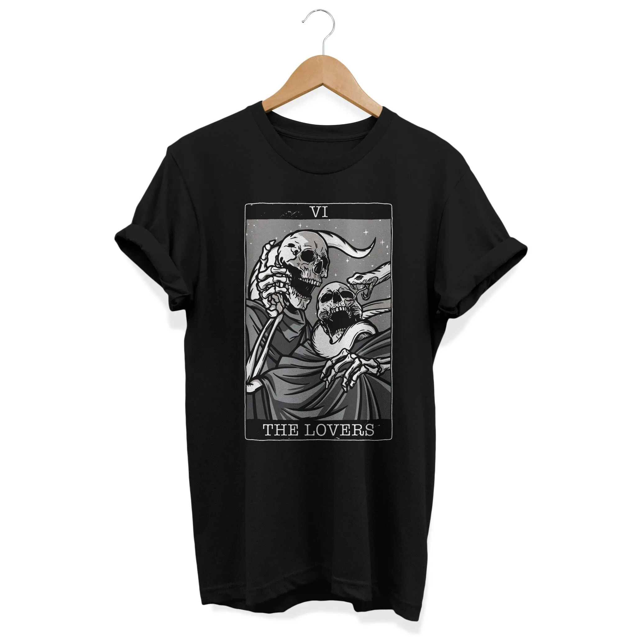 The Lovers T Shirt Skeleton Tarot Card Top Alternative Clothing Grunge Clothes Goth Occultism Apparel E Girl Edgy Outfit