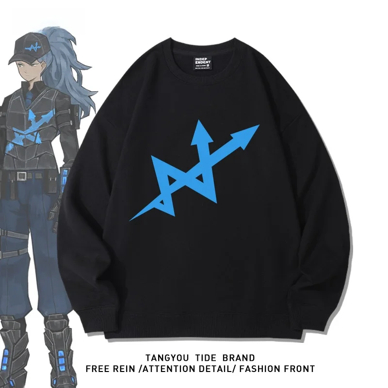 

Cartoon Ruins Library WARP Train Cleaner Pattern Printed Men's round Ne Long Sve Sweatirt Comfortable Cotton Casual Sle