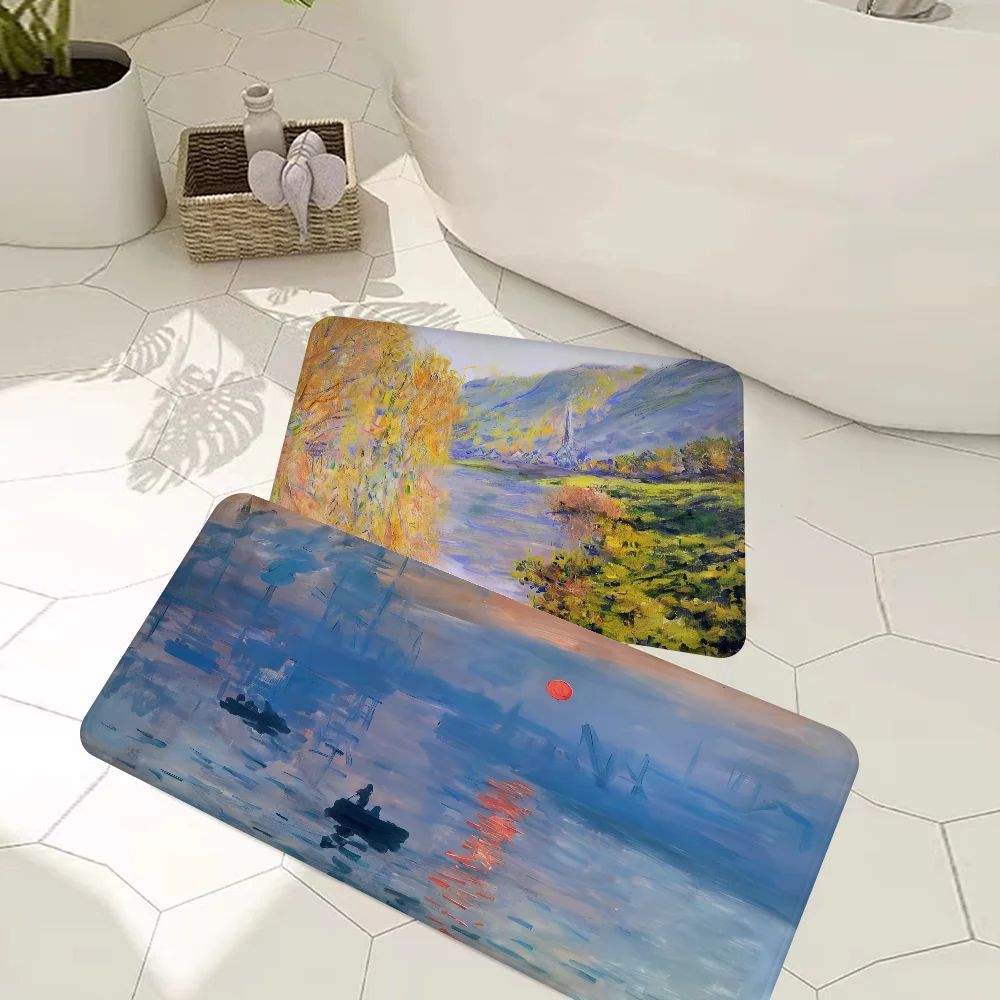 

Claude Monet Entrance Door Mat Rectangle Anti-slip Home Soft Badmat Front Door Indoor Outdoor Mat Toilet Rug
