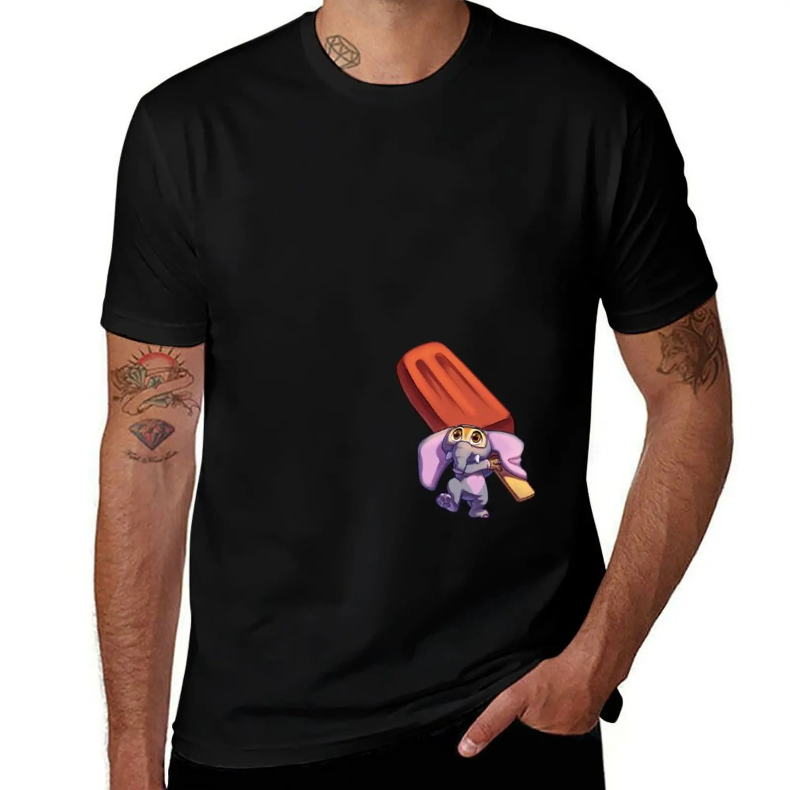 Finnick elephant with jumbo popsicle T-Shirt Basic Daily Outfit Short Sleeve Tee T-Shirt