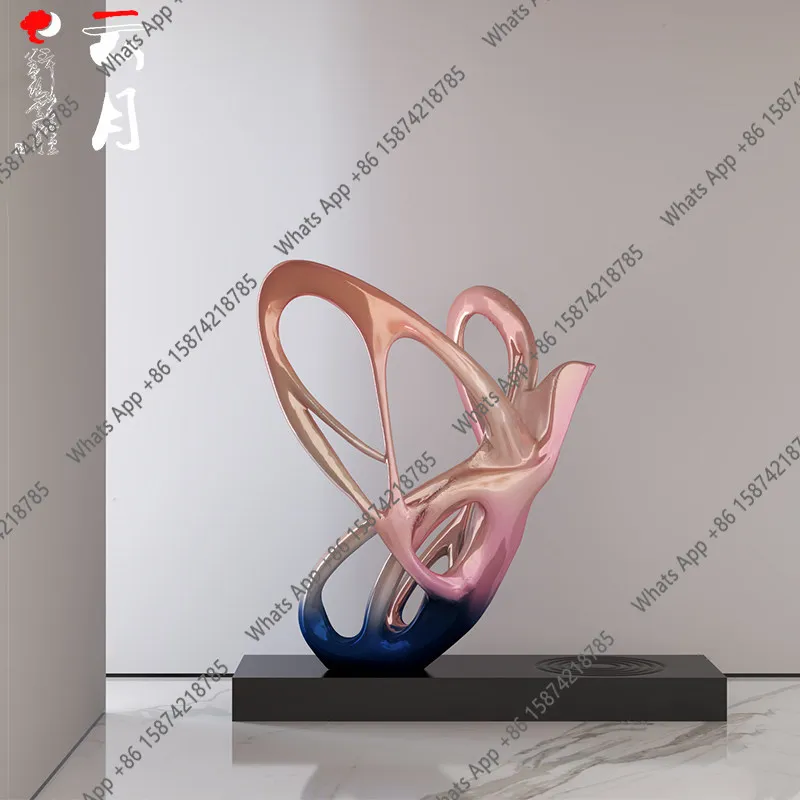 Abstract hollow butterfly fiberglass sculpture custom indoor hotel hall sales office floor landscape decoration ornament