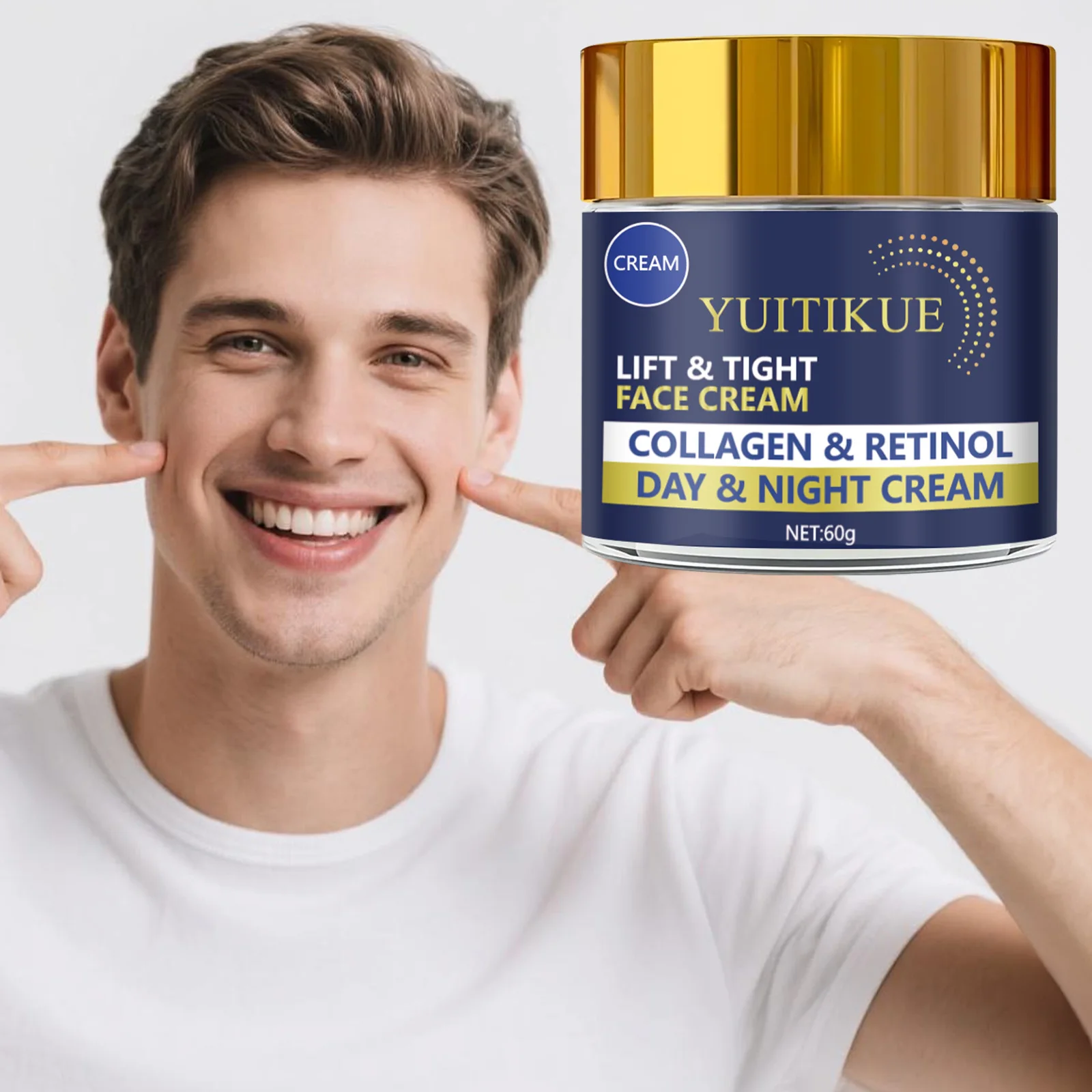 Crema Facial Reafirmante YUITIKUE | Crema Hidratante Antiedad de Día y Noche con Colágeno y Retinol 60g