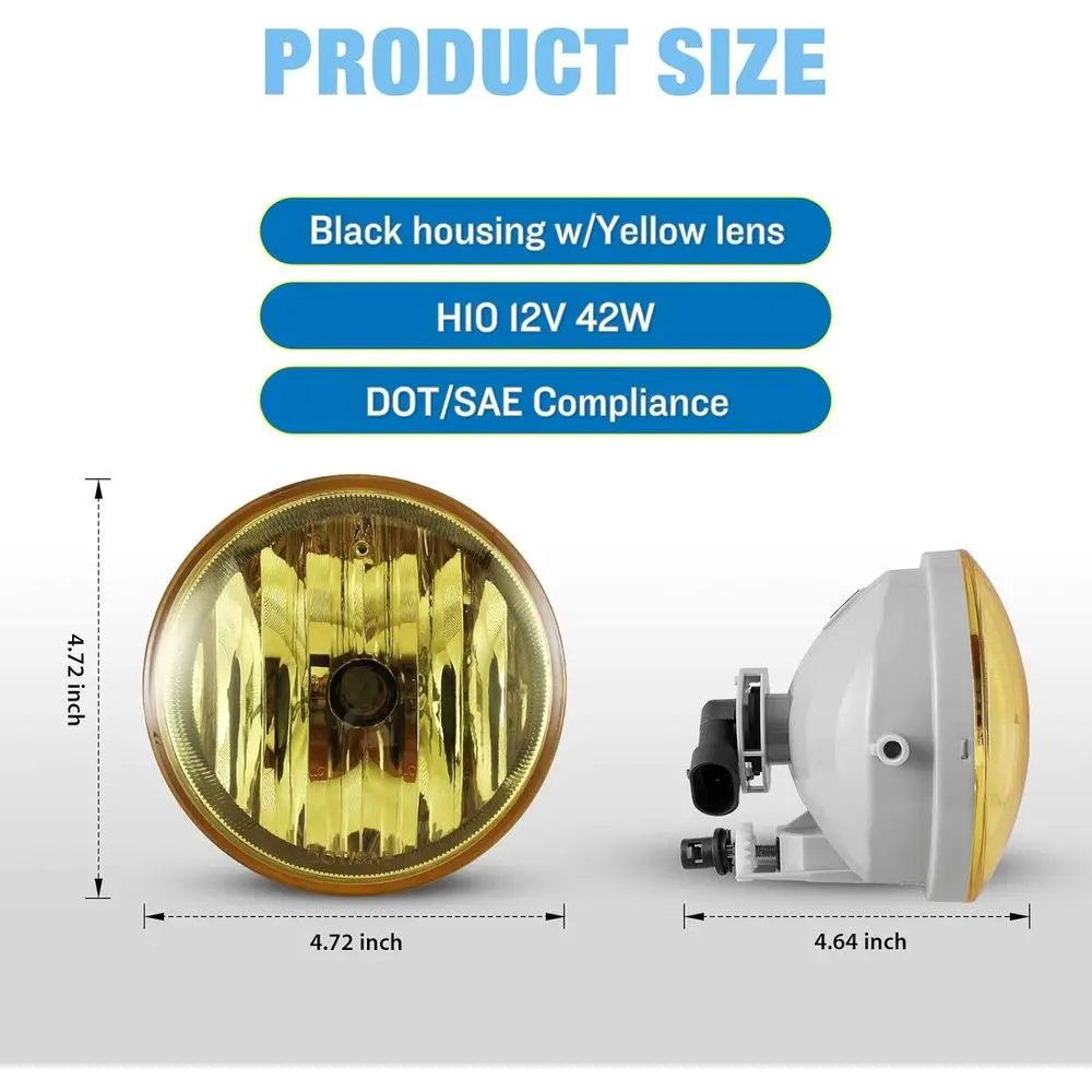 أضواء الضباب ذات العدسة الصفراء لسيارة تويوتا تاكوما 2005-2011، 2008-2016 سيكويا، 2007-2013 تندرا، 2004-2006 سولارا - عبوتان #5