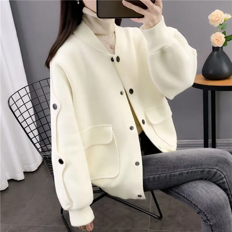 2026 Women Varsity Jacket Cropped Loose Short Coat Spring Fall Winter Thick Warm Trendy Casual Outwear