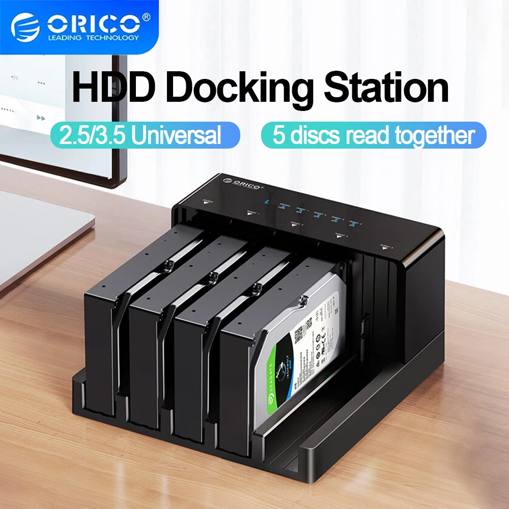 

Orico 2/5 Bay Usb 3.0 to SATA HDD Docking Station for 2.5&3.5 inch HDD/SSD Tool Free Offline Clone One-touch Backup HDD Docking