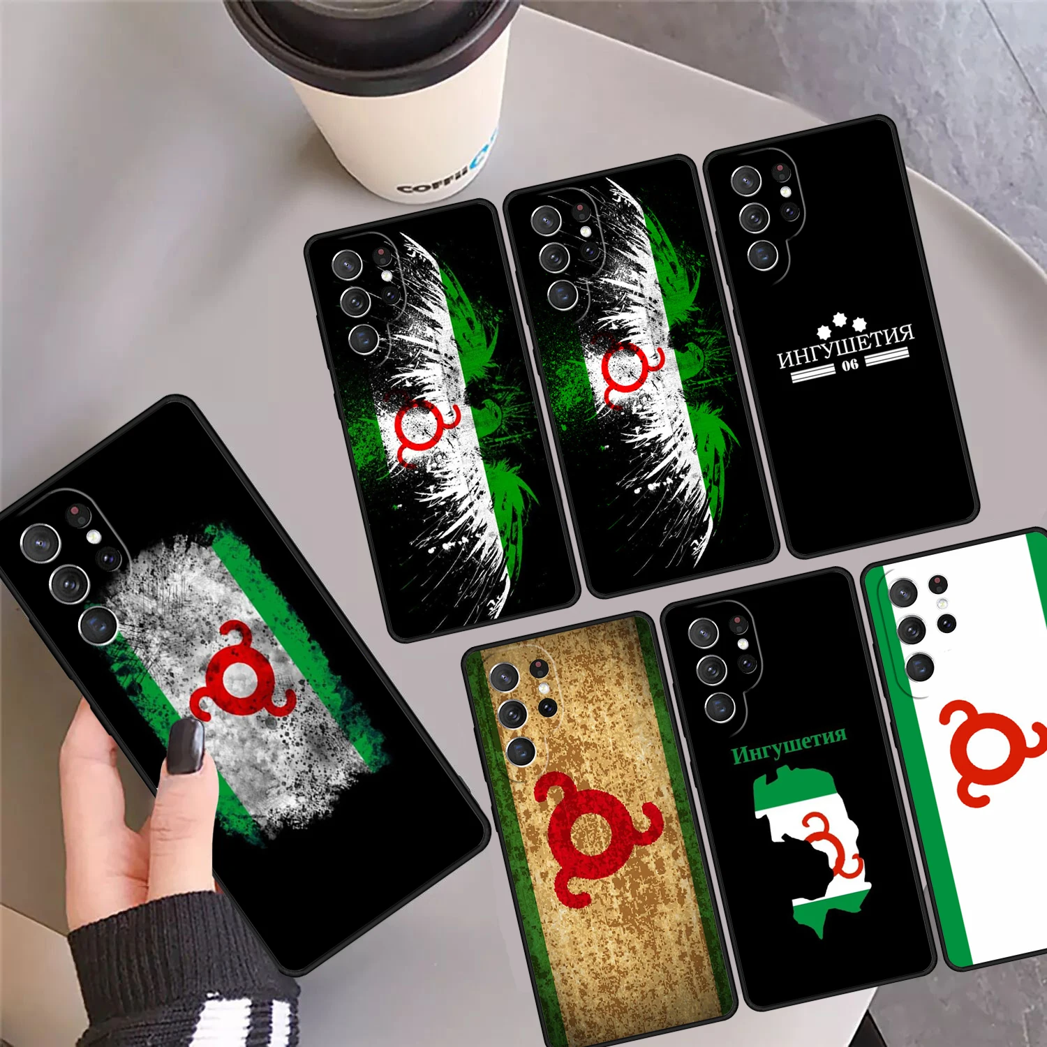 Ingushetia Flag Phone Case Cover Coque For Samsung Galaxy S24 Ultra 23 S22 Plus S21 FE S20 S8 S9 S10 Note 10 Pro Note 20 Ultra