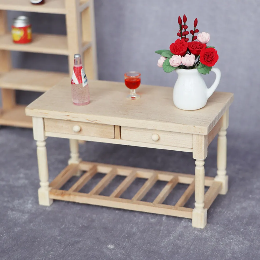 

Miniature Desk for Mini House Landscape Decor Sturdy Natural Wood Material Vivid Retro Look Excellent Miniature Scene Adornment