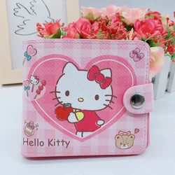 Sanrio PU Carteira para Mulheres, Desenhos Animados, Hello Kitty, Hello Kitty, Kuromi, Melodia, Impressão Cinnamoroll, Titulares de Cartão de Identificação Portátil, Porta Moedas, Menina Presentes