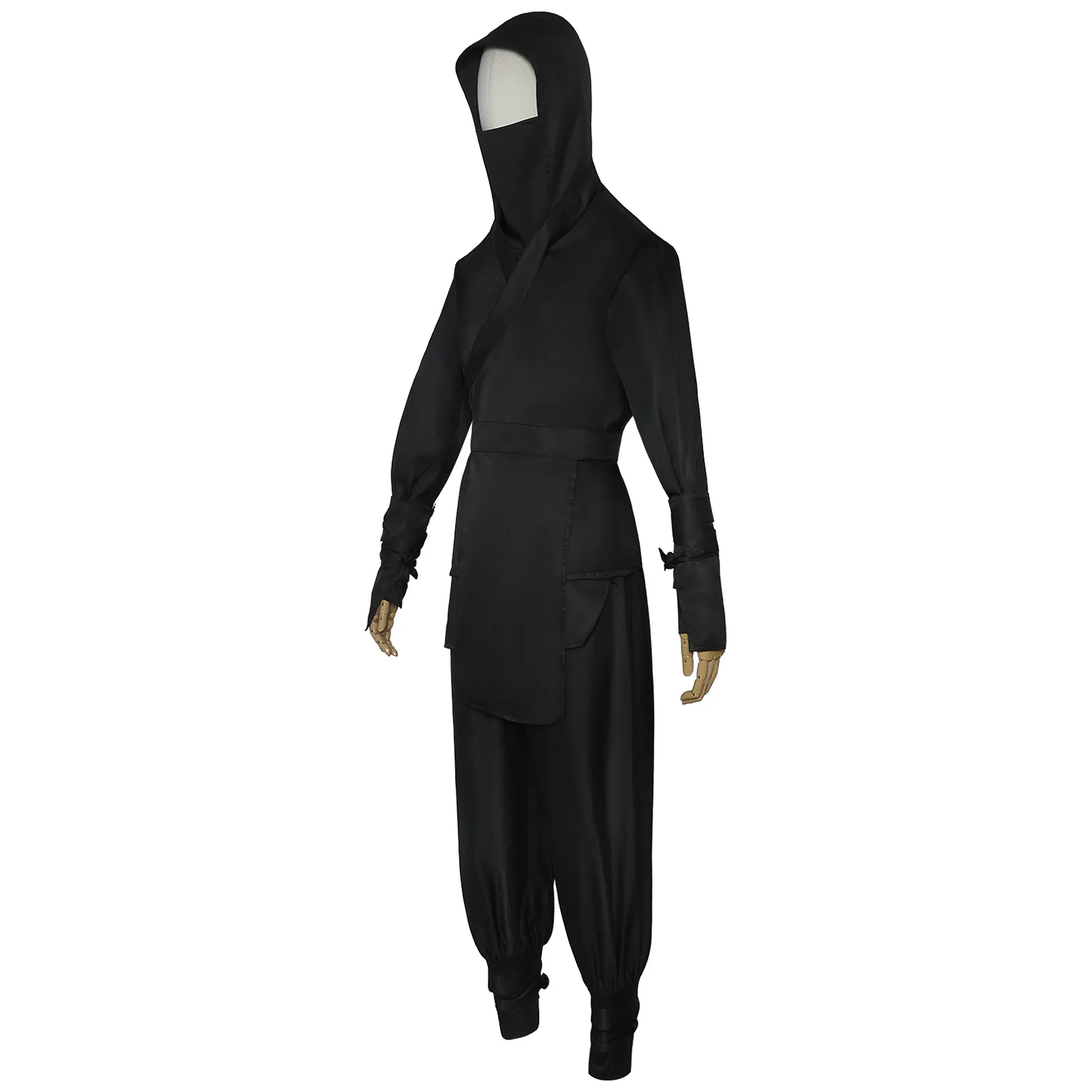 Japanese Ninja Roleplay Costume Adult Samurai Fantasy Kimono Hooded Black Uniform Halloween Carnival Party Assassin Outfit