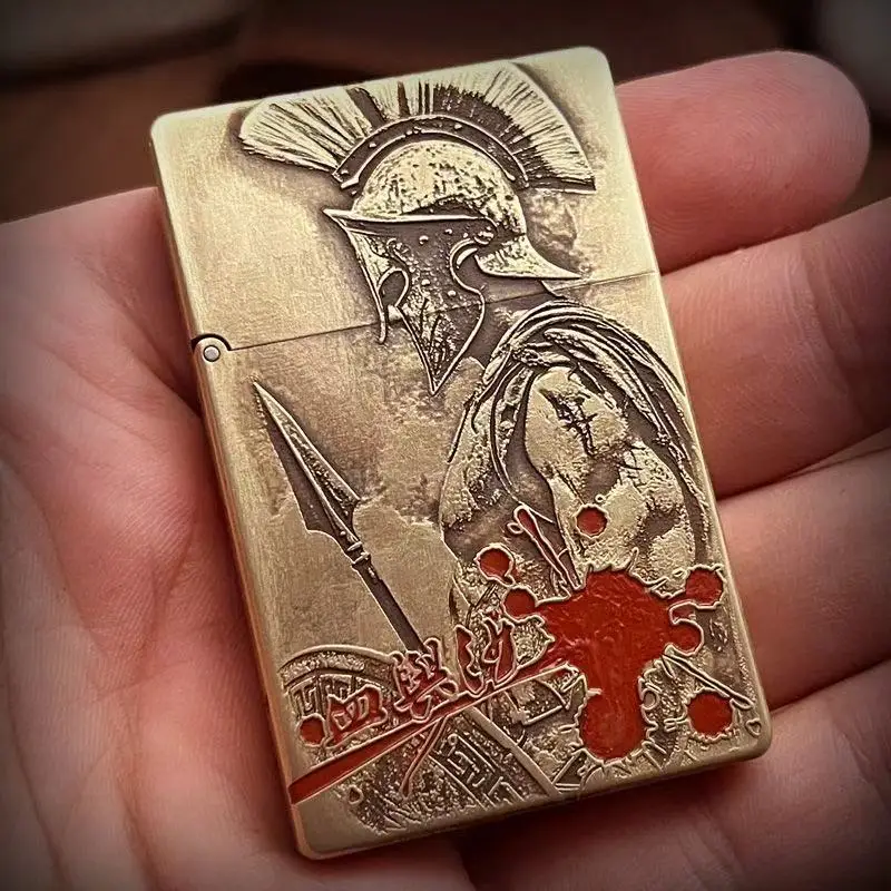 

Латунная маленькая бензиновая зажигалка с тяжелой броней, легкая зажигалка ручной работы, аксессуары для курения, мужской подарок