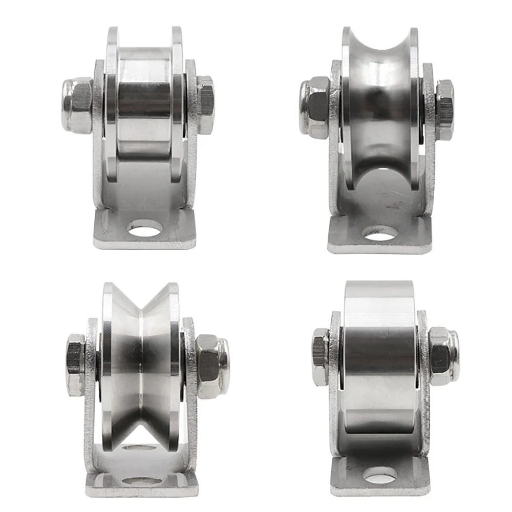 Pulley Block U Type V Type H Type Flat Type Stainless Steel Pulley Roller Duplex Bearing Silent Heavy Duty Grooved Wheel Loading