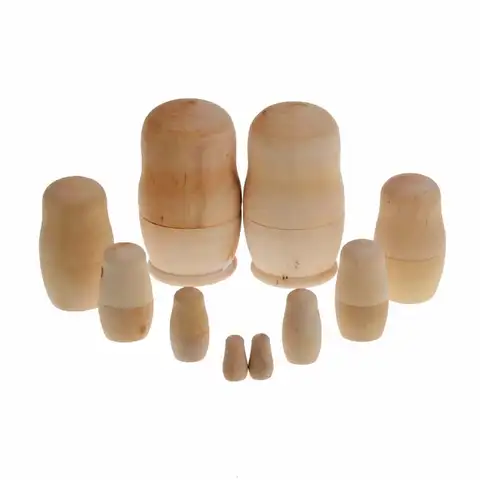 5pcs Kids Paint Skill Training Office Unpainted DIY Blank Wooden Embryos Russian Nesting Dolls Matrioska Dolls Matryoshka Doll