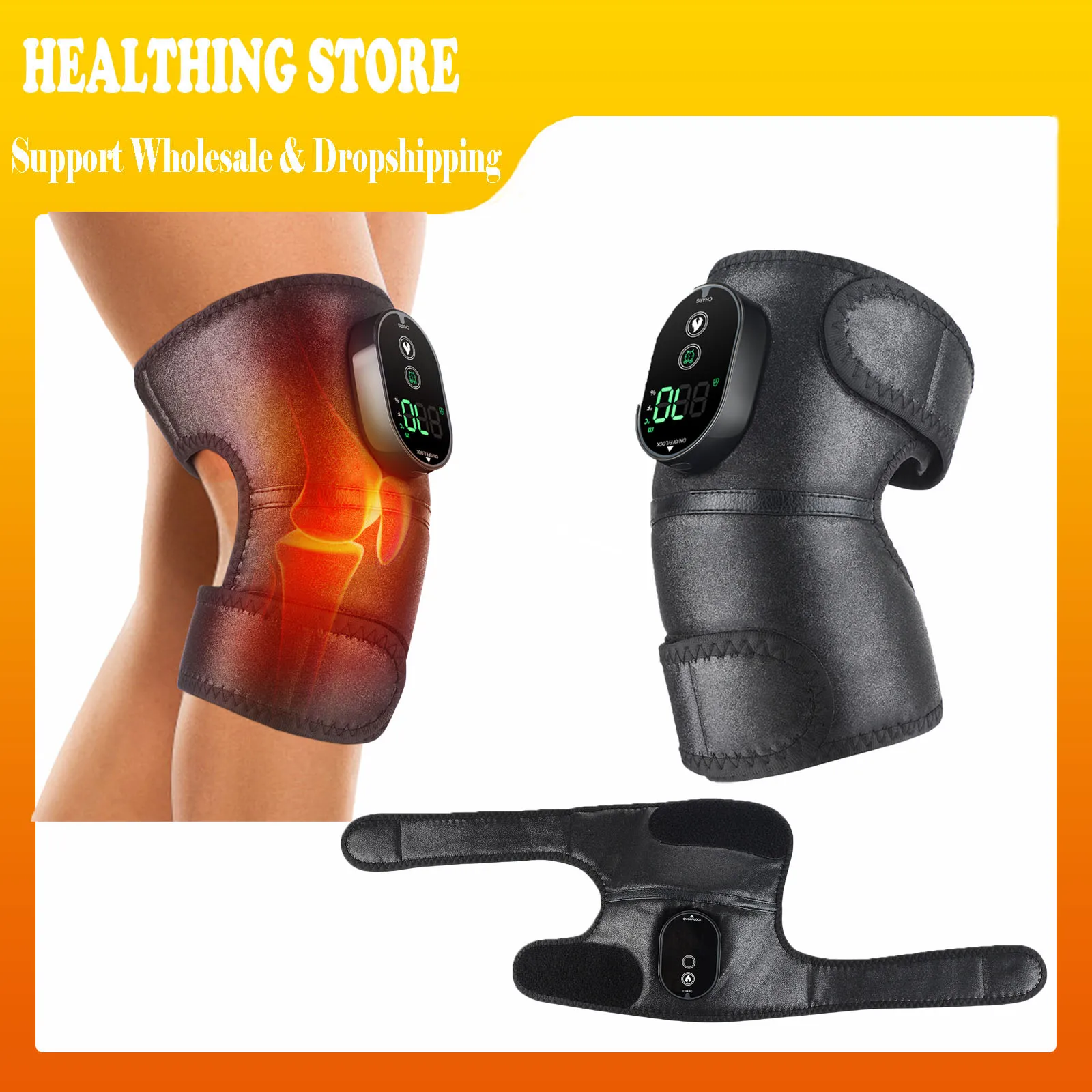 

Многосоставная нагревательная скоба с 2 удлинительными ремнями, 6-уровневый контроль температуры, 45–70 ℃ 4-скоростной таймер 0–120 минут для коленного плечевого локтя